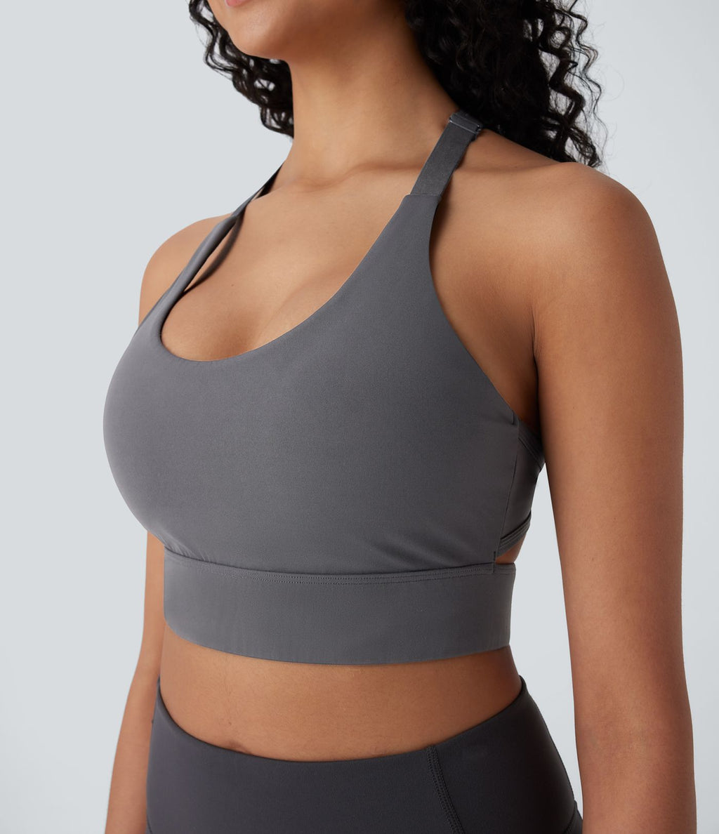 Halara UltraSculpt™ Brassière de sport yoga soutien léger col U dos nu avec crochets ajustables