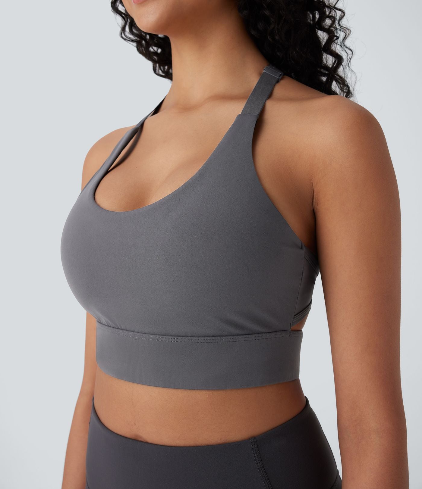 Halara UltraSculpt™ Brassière de sport yoga soutien léger col U dos nu avec crochets ajustables