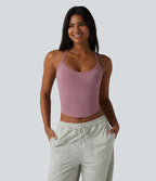 Débardeur décontracté col U dos en Y à effet frais InstantCool, ourlet arrondi et brassière intégrée à séchage rapide, protection solaire UPF50+