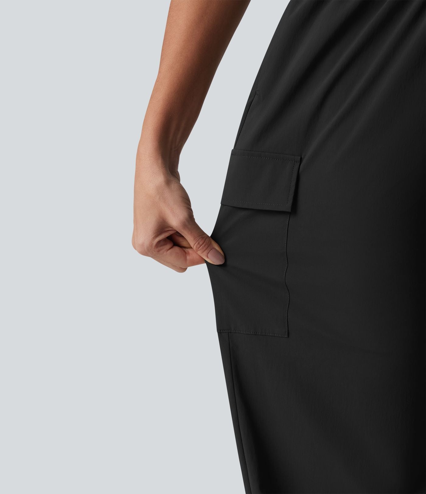 Pantalon cargo casual droit taille mi-haute avec cordon de serrage et poches