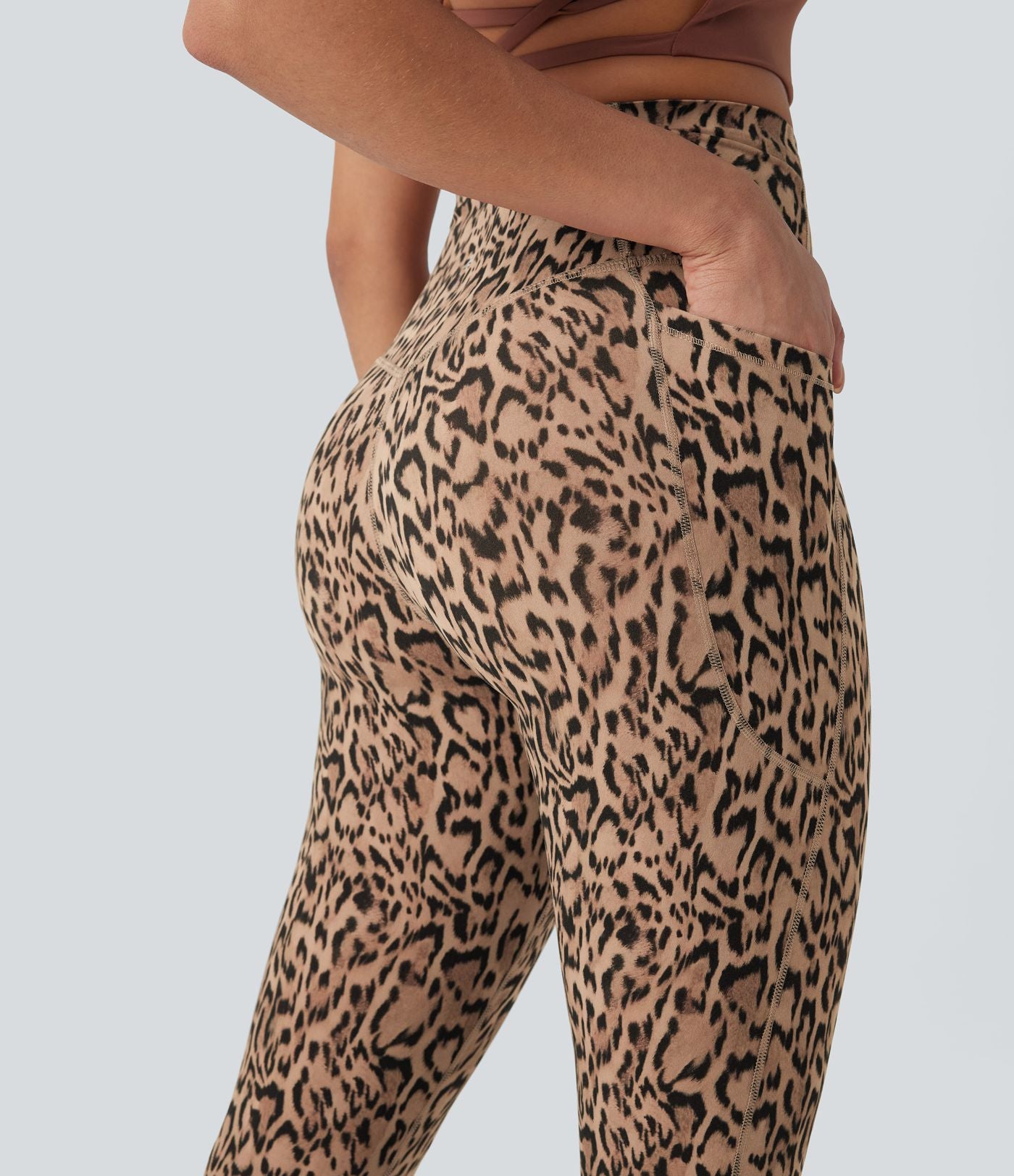 Legging de yoga gainant taille haute imprimé léopard avec poches Halara UltraSculpt™