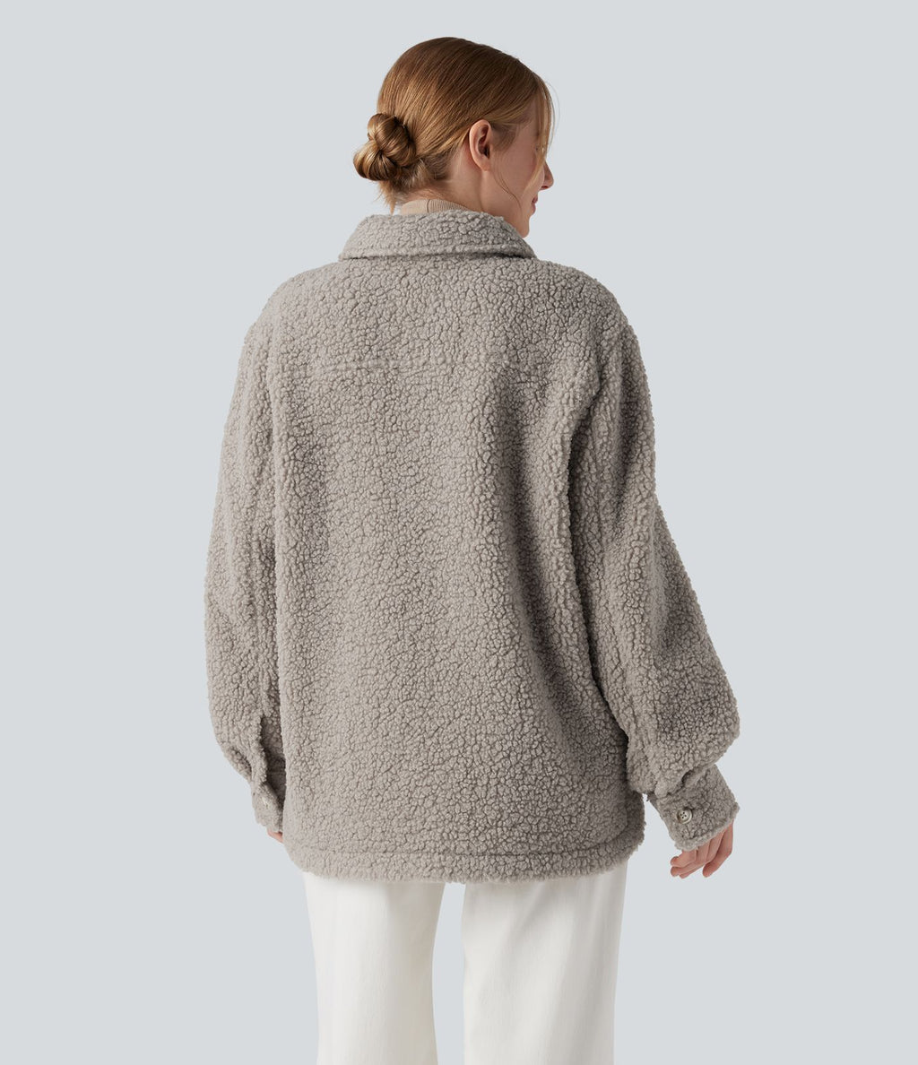 Veste sherpa à col à manches longues avec poches