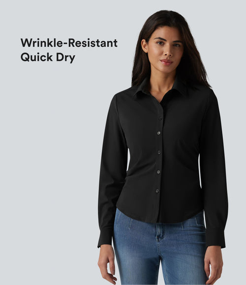 Chemise casual infroissable à manches longues et séchage rapide