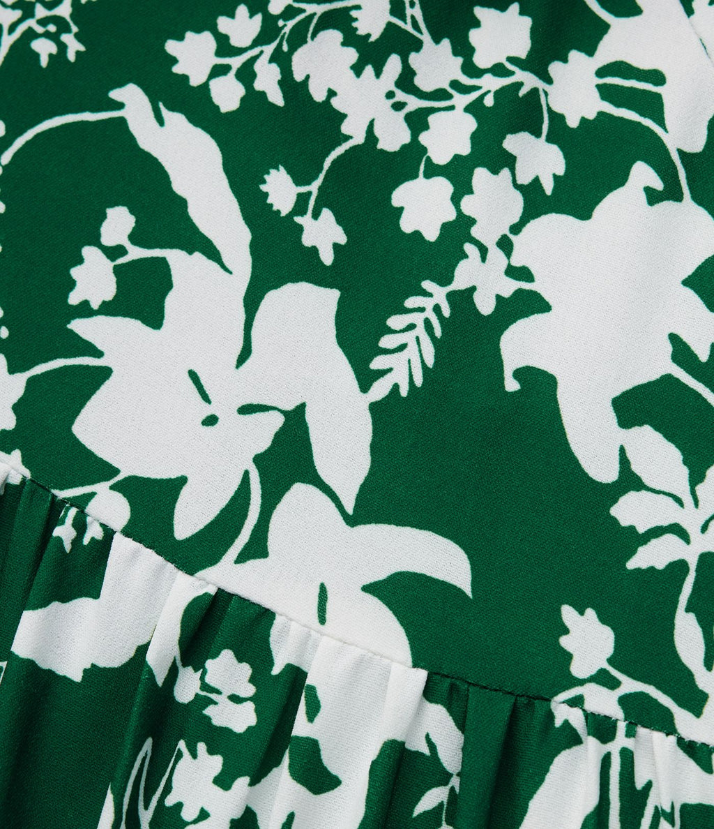 Robe longue resort décolleté cœur sans manches imprimé floral avec laçage