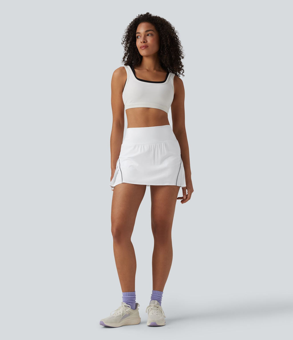 Jupe de tennis mini Breezeful™ plissée 2-en-1 taille haute, réfléchissante, séchage rapide, avec poches