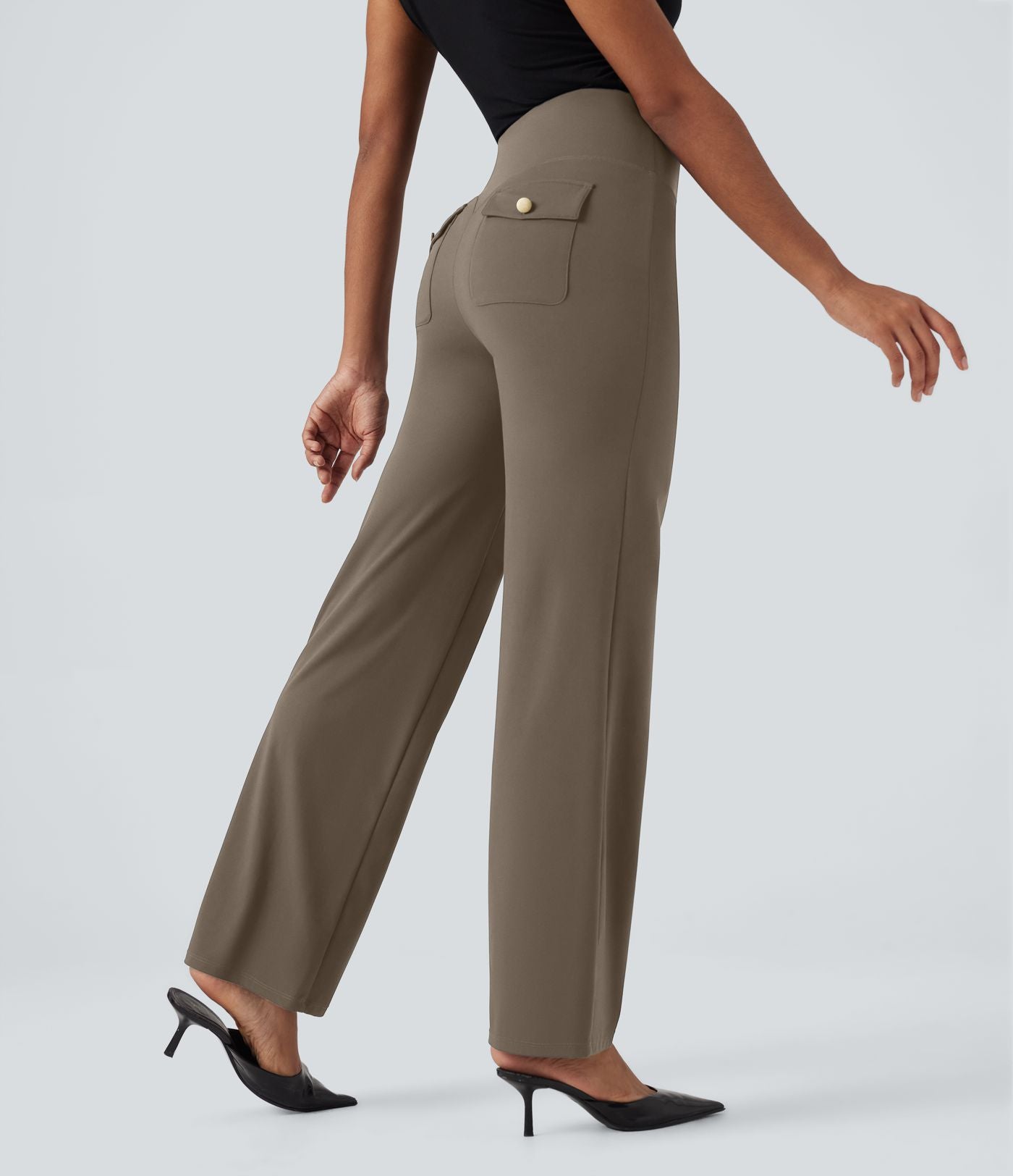 Pantalon de travail droit gainant taille haute avec poches Halara UltraSculpt™