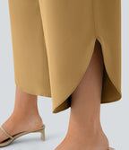 Breezeful™ Pantalon Fluide Vacances Séchage Rapide Taille Haute Croisée Poches Latérales Plissées Fente