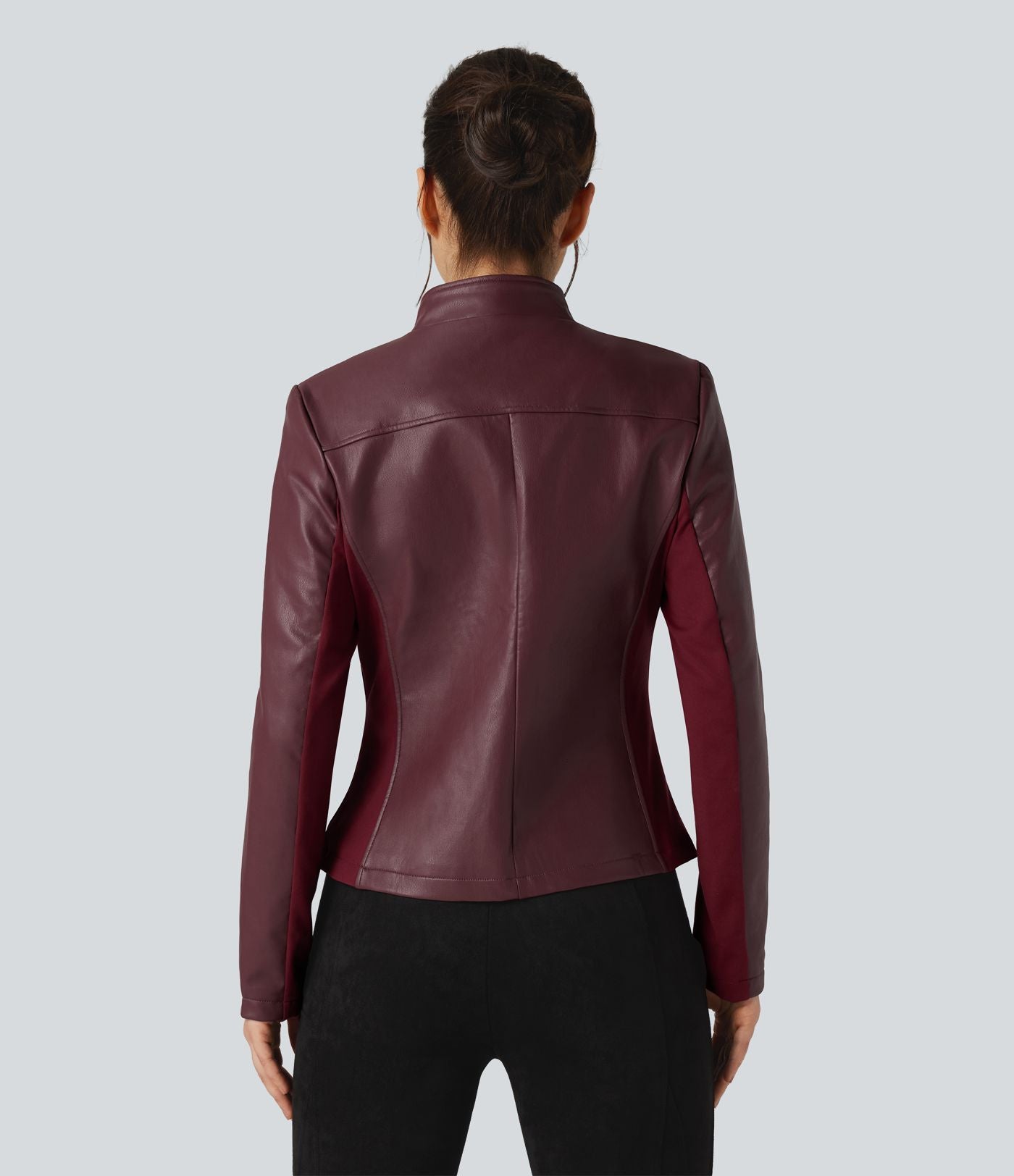 Veste polaire tissu enduit col montant zippée à manches longues avec poches