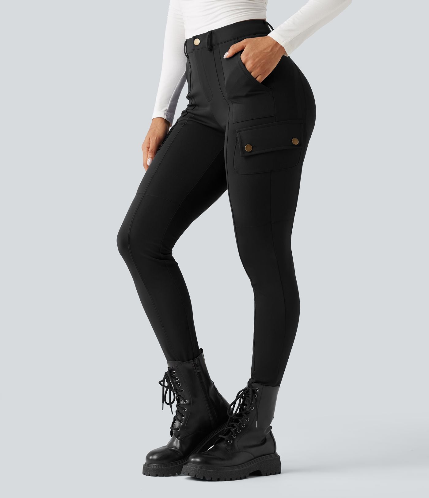 Pantalon cargo DayStretch taille haute galbant effet liftant fessiers avec poches