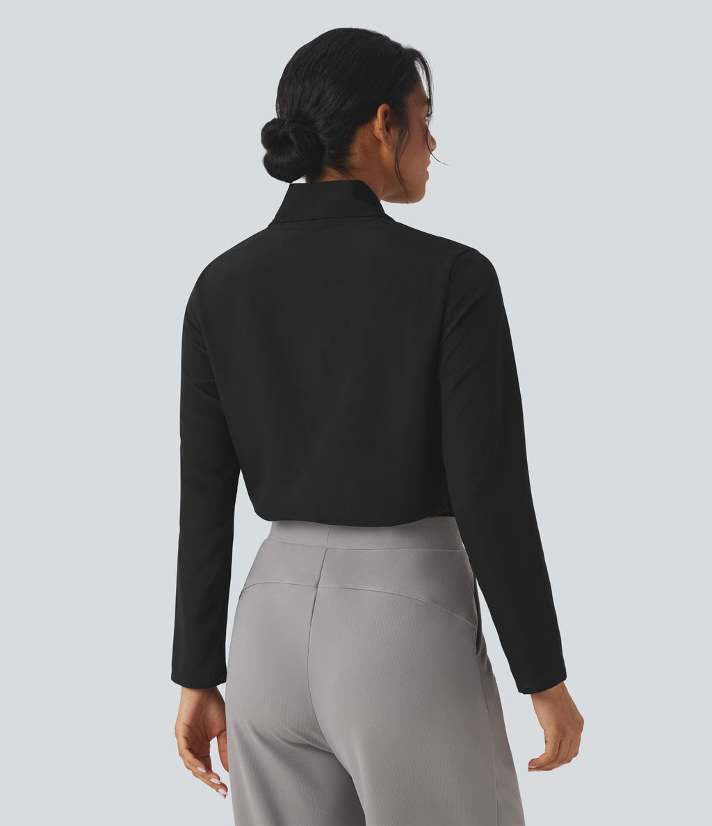 Chemise esprit bureau défroissage facile avec col foulard et manches longues
