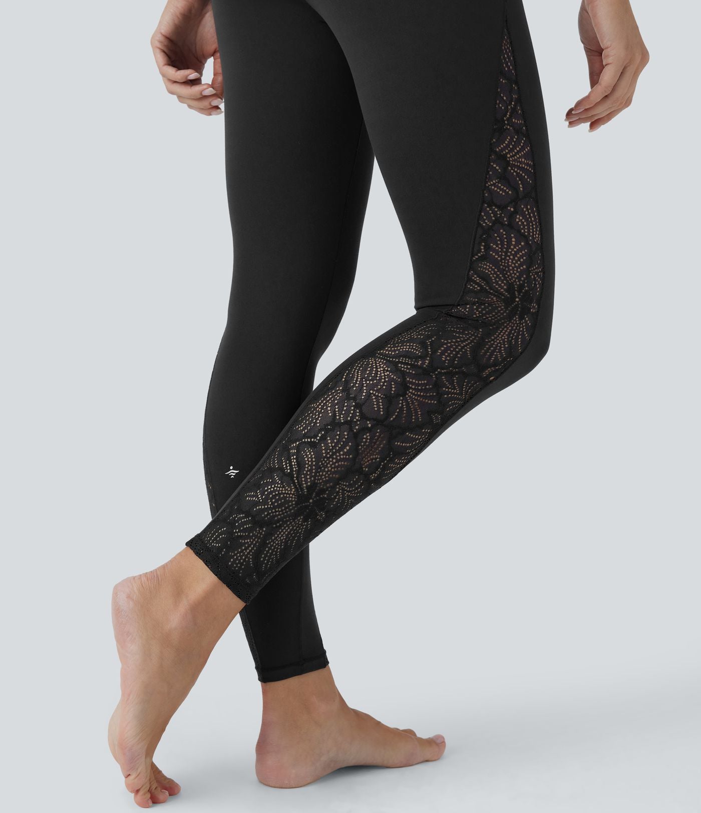 Combinaison de yoga moulante Softlyzero™ à dos nu avec dentelle contrastante - UPF50+