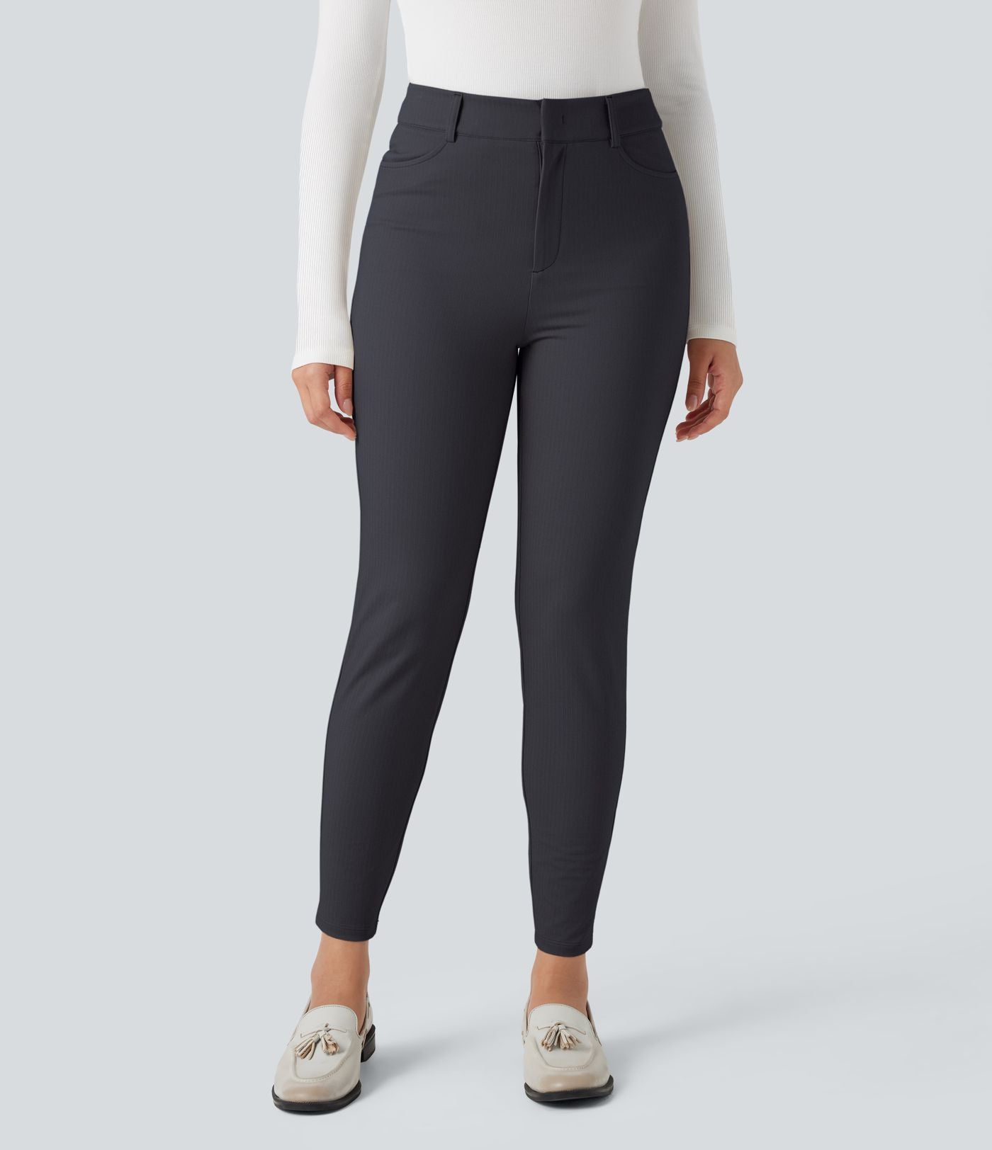 Pantalon tailleur Halara Flex™ skinny chevrons taille haute avec poches