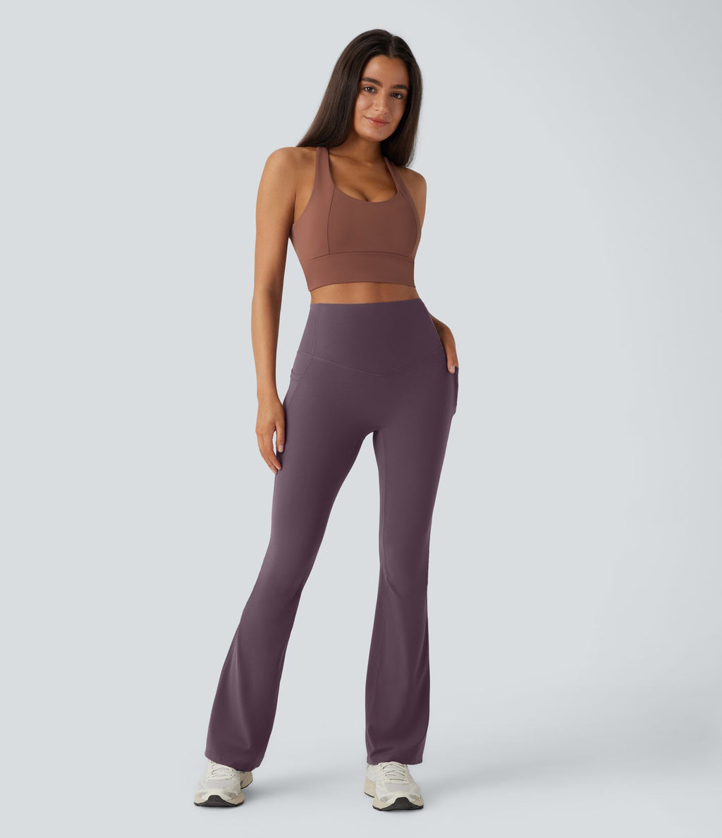 Pantalon de yoga à coupe bootcut gainant taille haute avec poches Halara UltraSculpt™