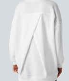 Sweat-shirt décontracté en polaire, col rond, manches longues, poches latérales, coupe oversize