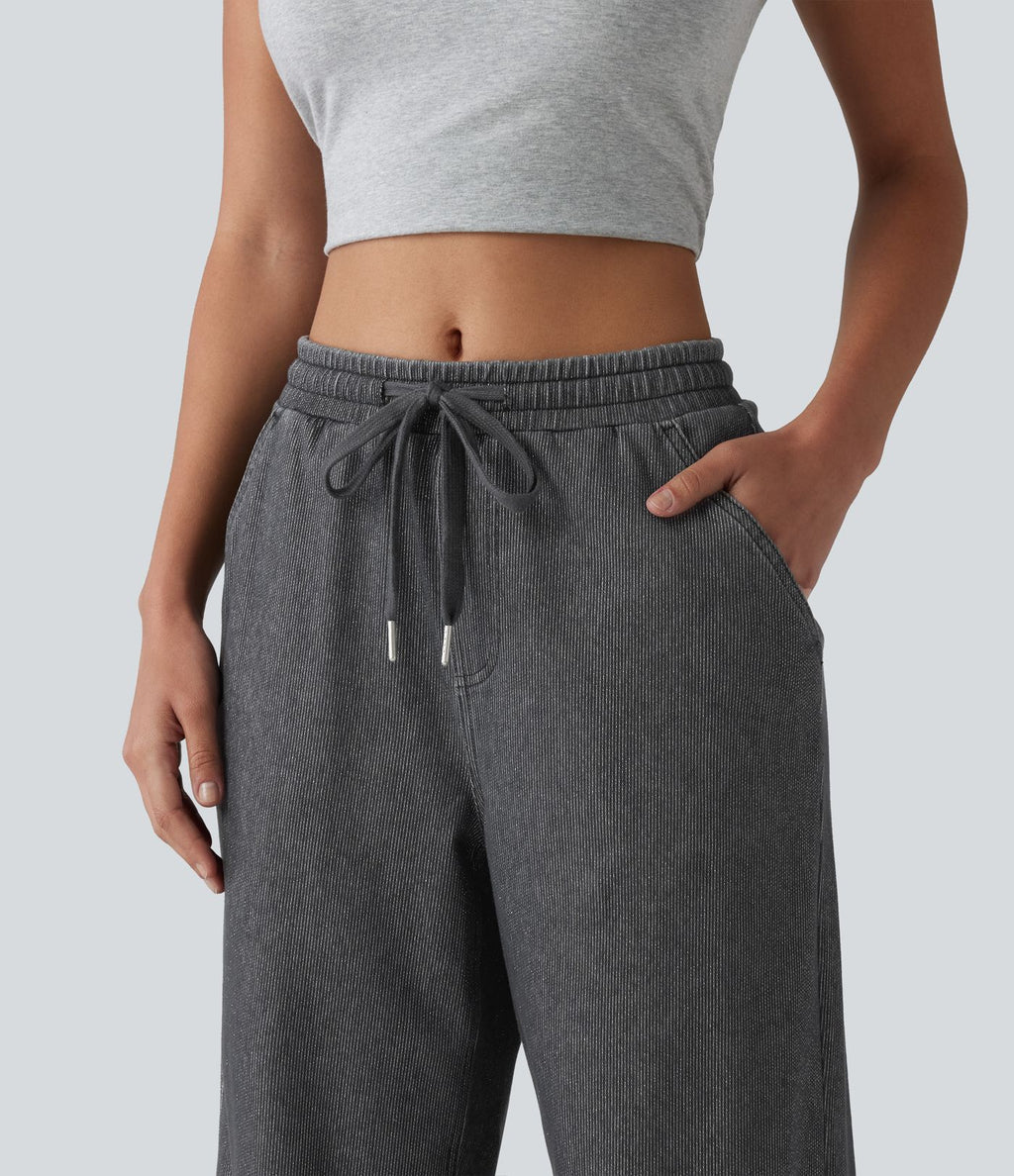 Jogging taille basse Halara Flex™ jambes larges, effet sparkle, avec poches