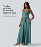 Robe longue fluide sans manches avec brassière intégrée (Bonnets E-G) et poches