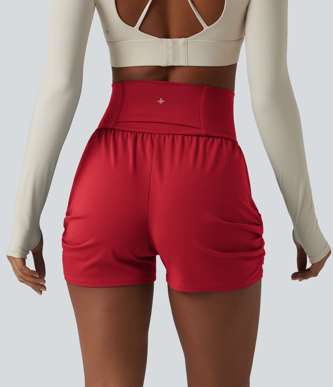 Short de yoga SoftlyZero™ Airy taille haute froncé effet frais InstantCool 7,5 cm avec poches