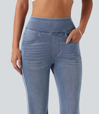 Jean flare Halara Flex™ taille haute délavé à rayures avec poches