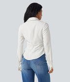 Chemise tailleur portefeuille laçage rayures manches longues