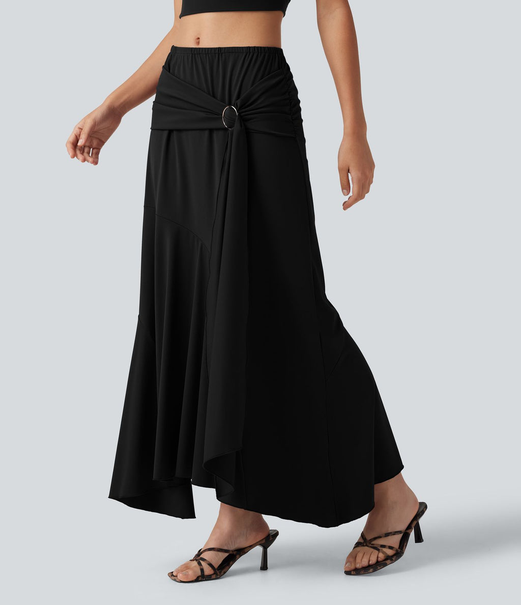 Jupe de soirée maxi taille mi-haute froncée coupe sirène