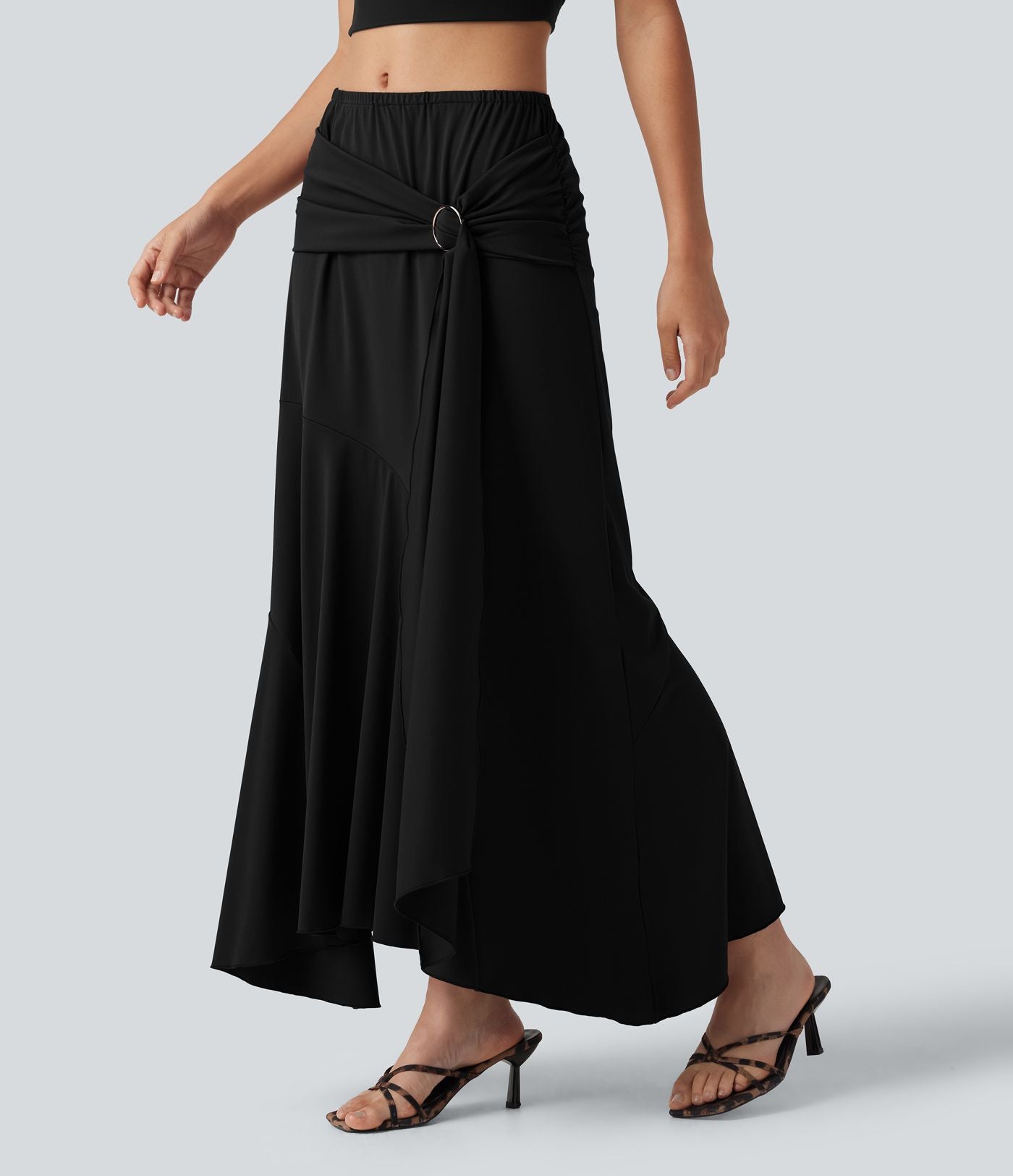 Jupe de soirée maxi taille mi-haute froncée coupe sirène
