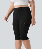 Pantalon cargo grande taille pedal pusher ajusté taille haute DayStretch avec poches
