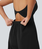 Combinaison de yoga Softlyzero™ Airy à doubles bretelles, dos nu, avec effet torsadé et poches latérales Cool Touch - Édition Easy Peasy
