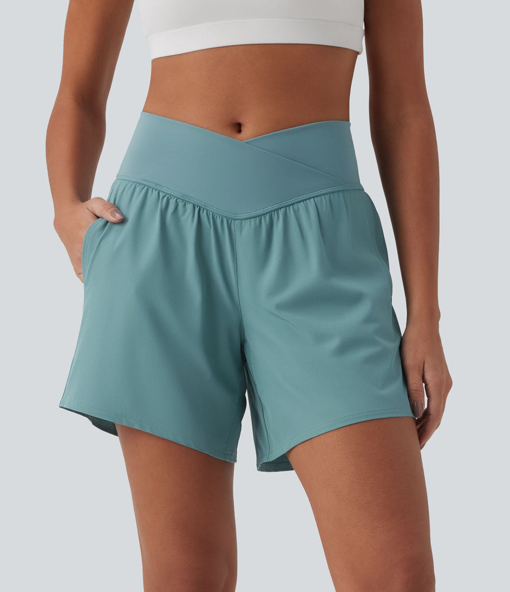 Short yoga 2-en-1 Breezeful™ croisé taille haute séchage rapide 12,5 cm avec poches