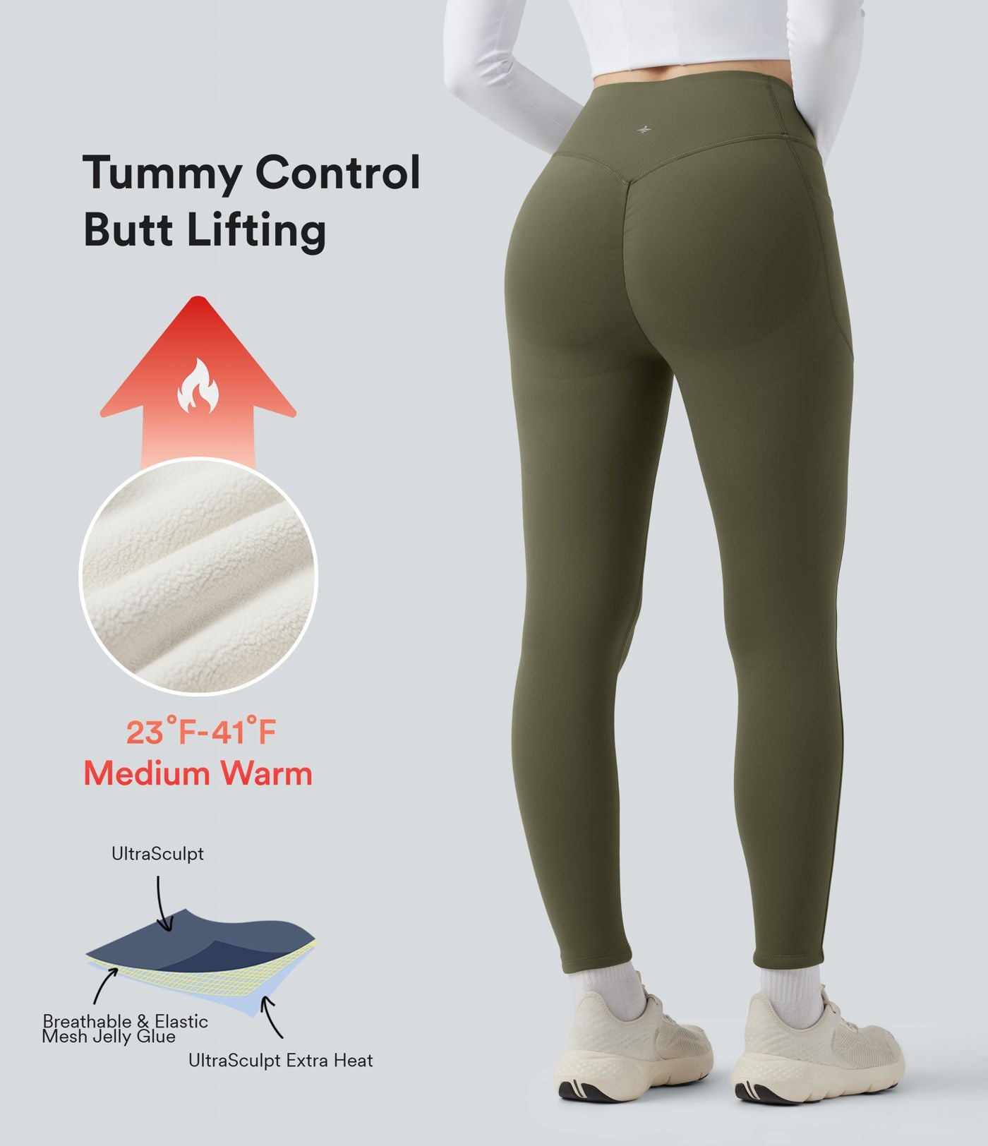 Legging de yoga Halara UltraSculpt™ Extra Heat taille haute froncé effet push-up gainant avec poches