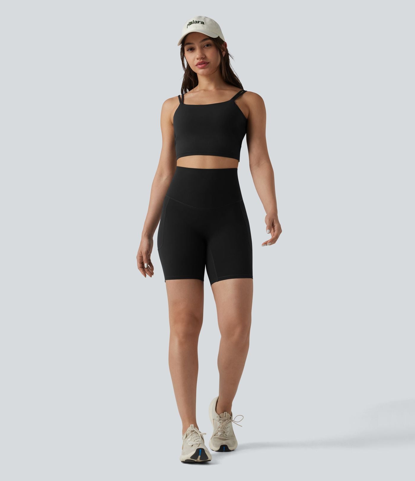 Halara UltraSculpt™ Cycliste de course 17,5 cm taille haute croisée ventre plat, dos croisé et poches