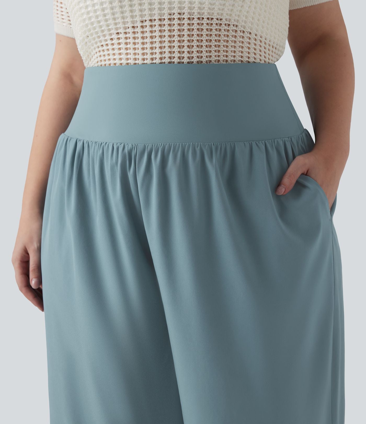 Pantalon capri grande taille Breezeful™ taille haute gainant à ourlet arrondi séchage rapide avec poches