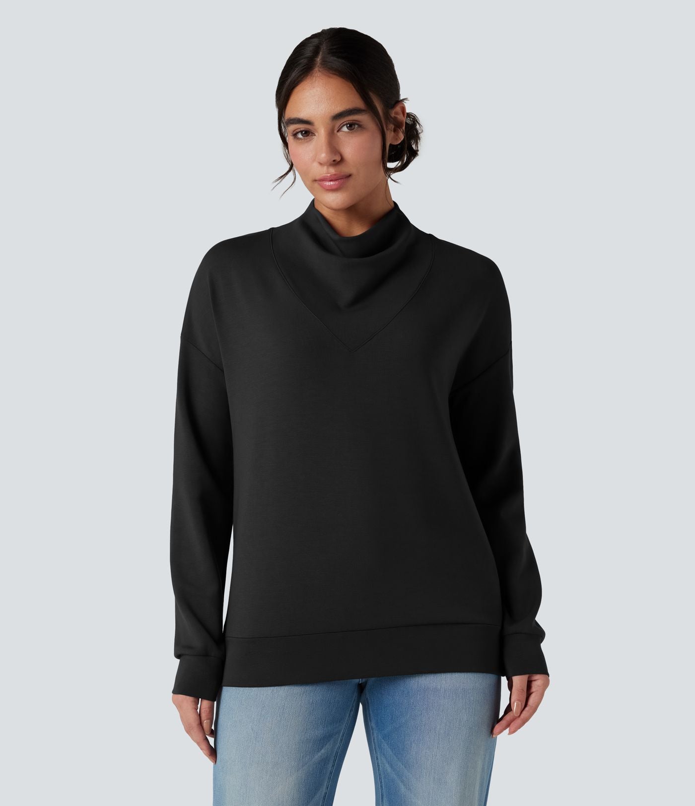 Sweat-shirt décontracté SpacerTek™ col bénitier et manches longues