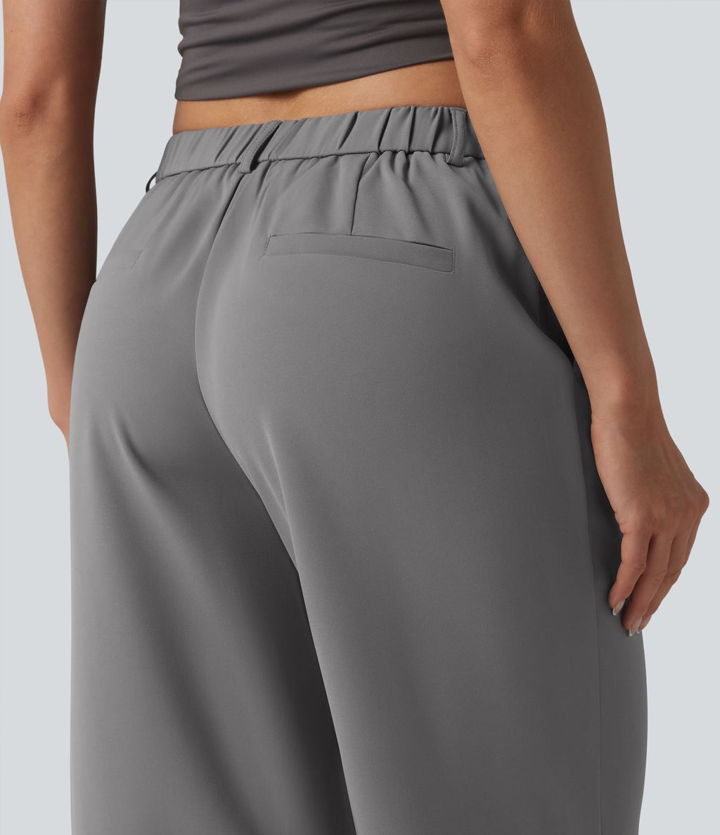 Halara Flex™ Pantalon tailleur droit corsaire taille mi-haute avec poches