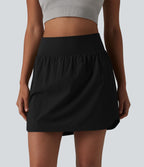 Jupe-short mini 2-en-1 taille haute ourlet arrondi avec poches pour la randonnée