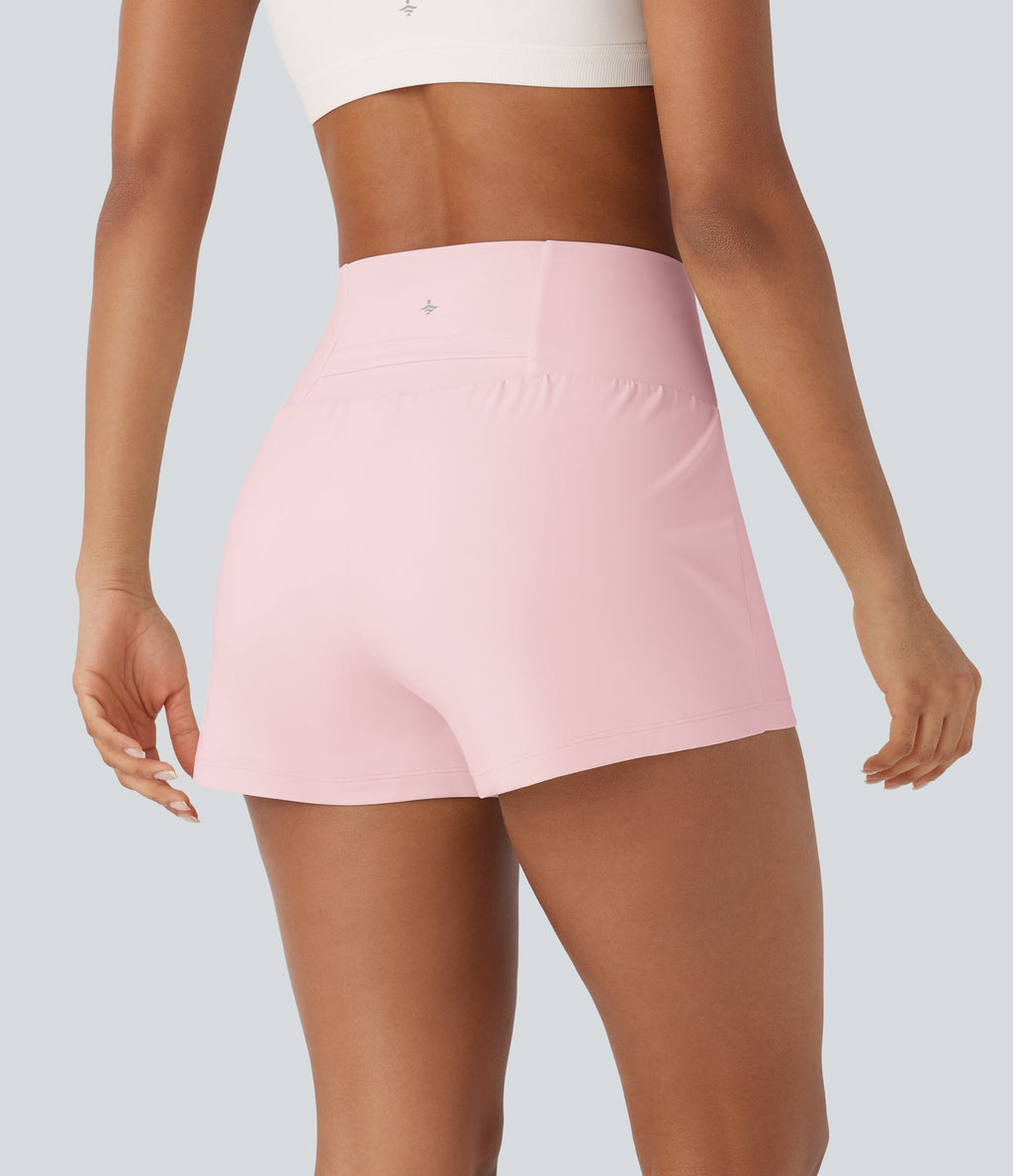 Short 7,5cm Yoga 2 en 1 Super Taille Haute Poches Arrière Poches Cachées Latérales