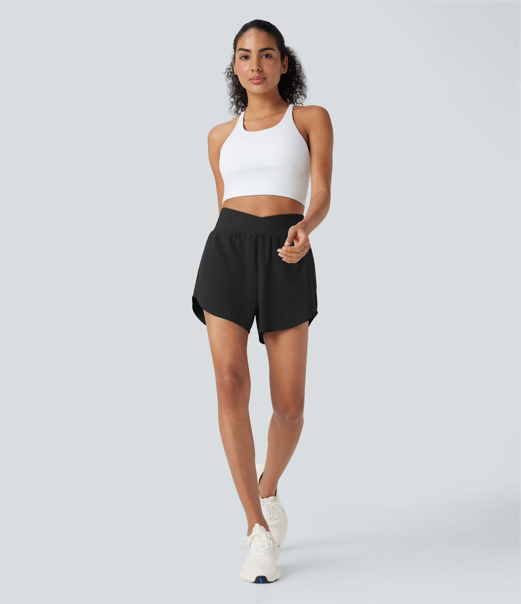 Short yoga 2-en-1 Breezeful™ taille haute croisé séchage rapide avec poches multiples