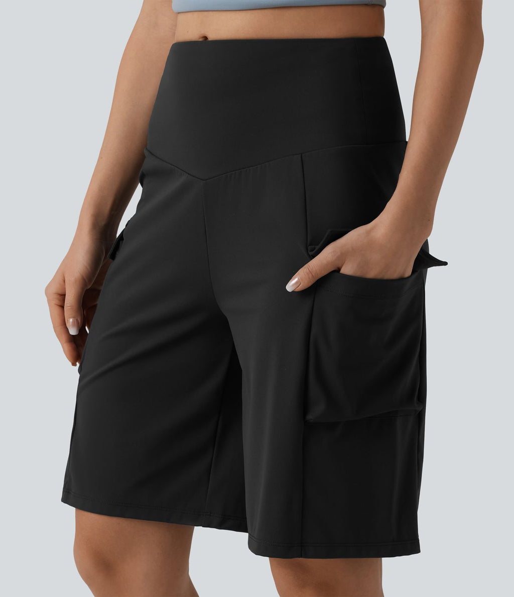 Short cargo yoga ample taille mi-haute avec poches