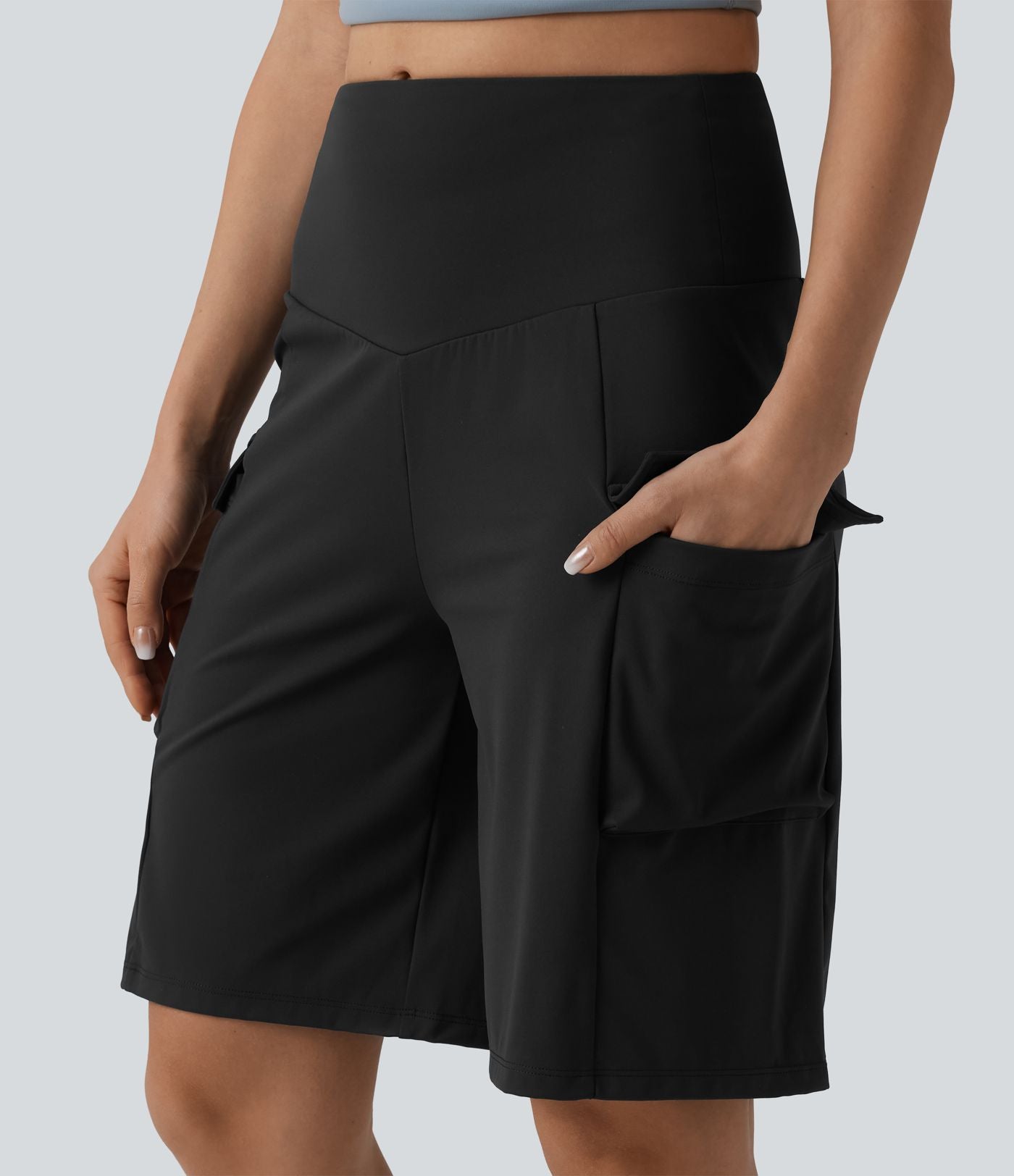 Short cargo yoga ample taille mi-haute avec poches