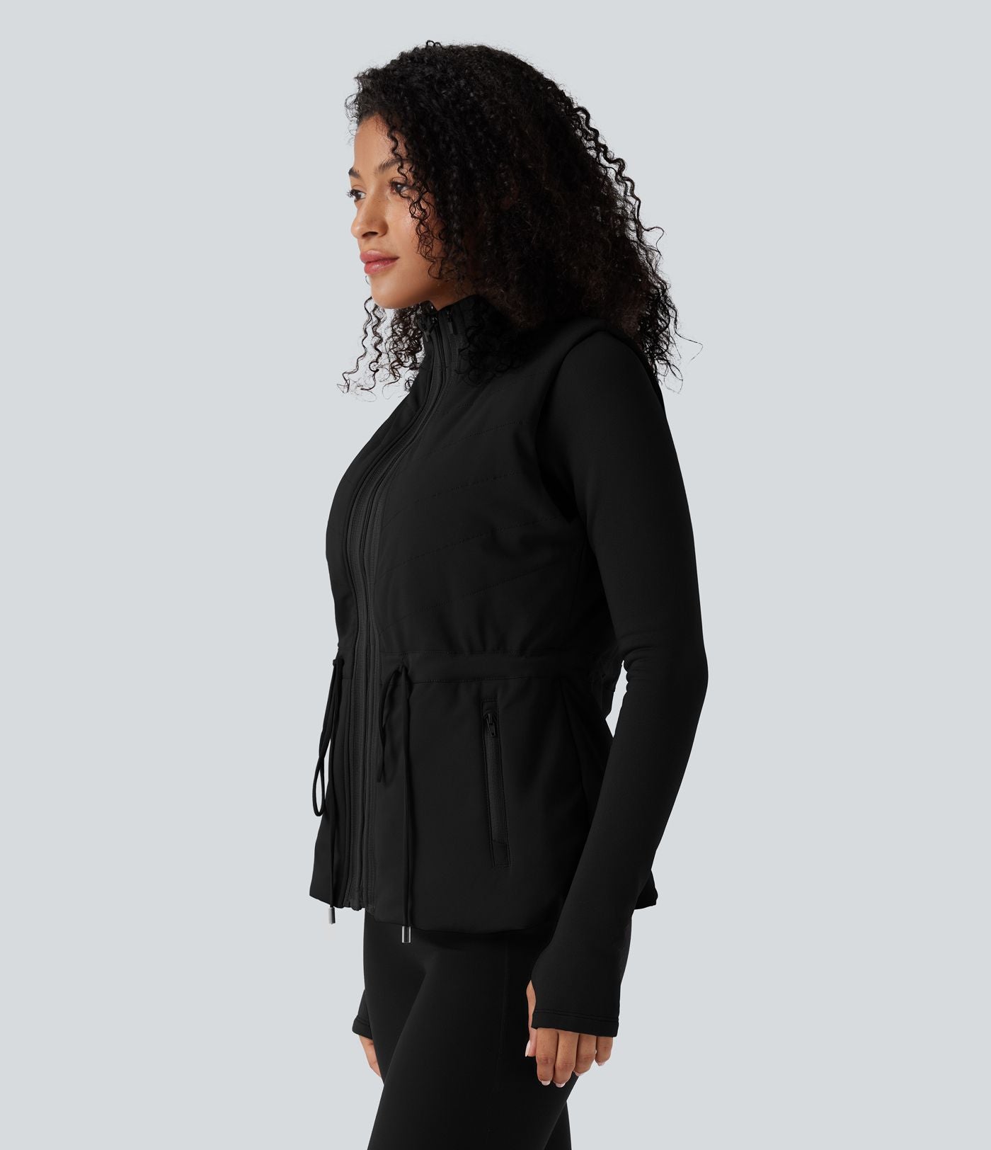 Veste polaire PuffFlex 3-en-1 à col montant et manches longues avec passe-pouces et gilet matelassé avec poches