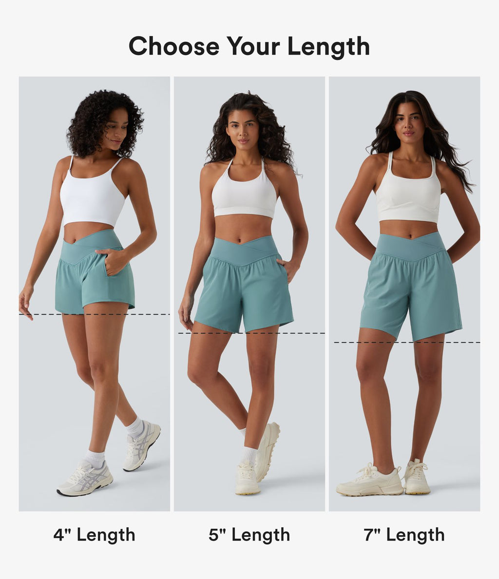 Short yoga 2-en-1 Breezeful™ croisé taille haute séchage rapide 12,5 cm avec poches