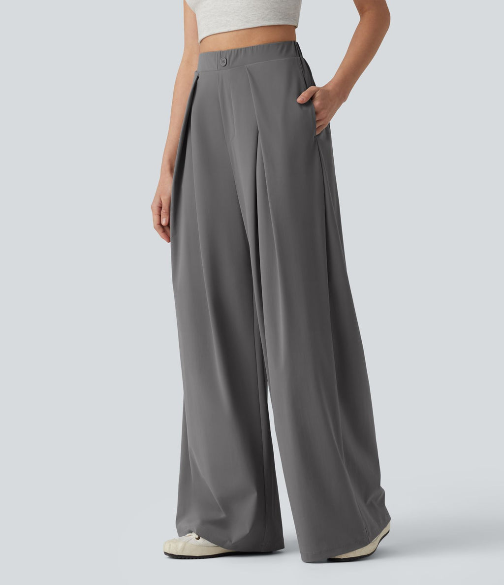 Pantalon large séchage rapide effet frais InstantCool taille haute avec poches, protection solaire UPF40+