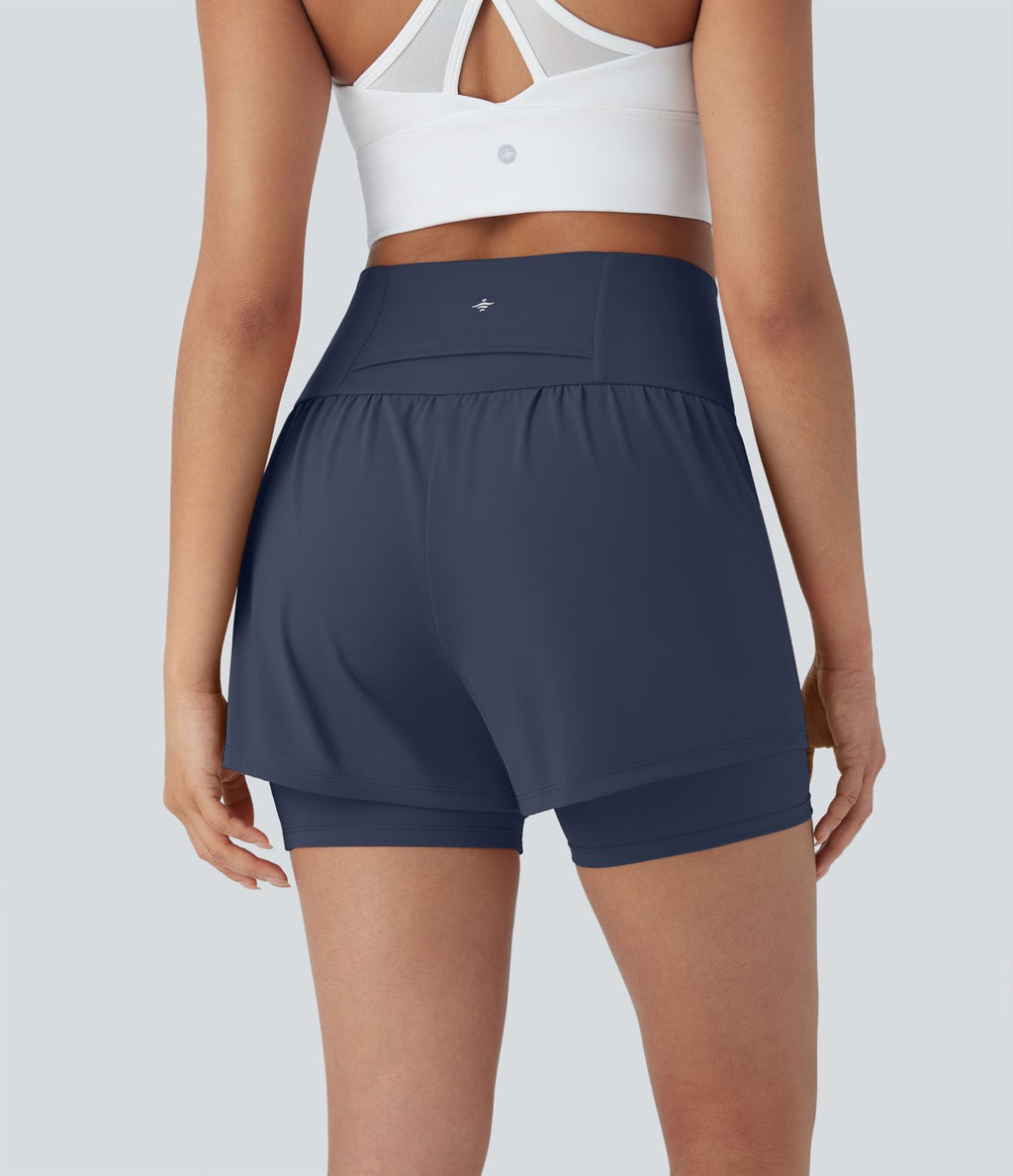 Short de yoga 2-en-1 SoftlyZero™ Airy taille très haute effet frais InstantCool 12,5 cm avec poches
