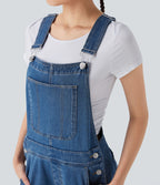 Salopette casual denim Halara Flex™ jambe droite maille extensible avec boutons et multiples poches