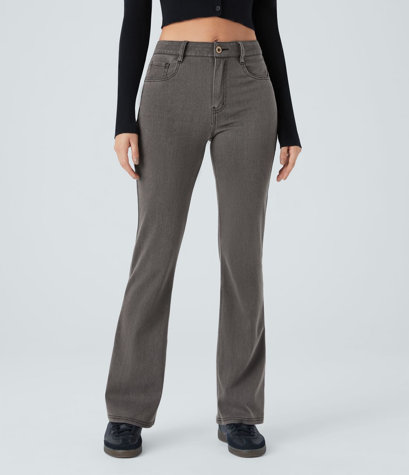 Halara Flex™ Jean Évasé Casual Taille Mi-haute Tricot Extensible Boutonnés Poches
