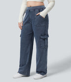 Halara Flex™ Jean Droite Cargo Taille Mi-Haute Multiples Poches Décontracté Extensible Droite Grande Taille