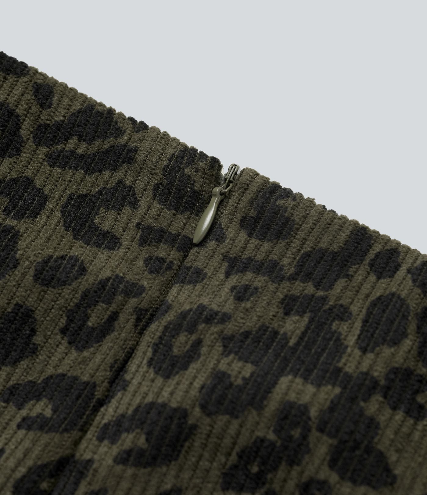 Jupe mini évasée 2-en-1 velours côtelé imprimée léopard taille haute