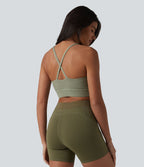 Brassière de sport chinée maintien modéré, dos nu croisé et soutien-gorge intégré