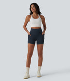 Short cycliste de running Halara UltraSculpt™ taille haute ventre plat 12,5 cm avec dos croisé et poches