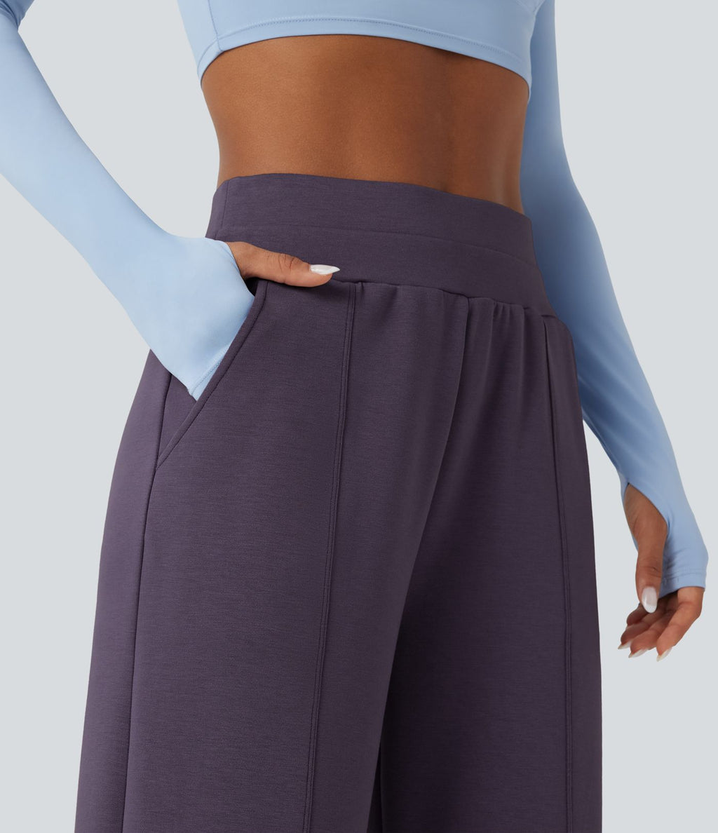 Pantalon de yoga ample taille haute avec poches
