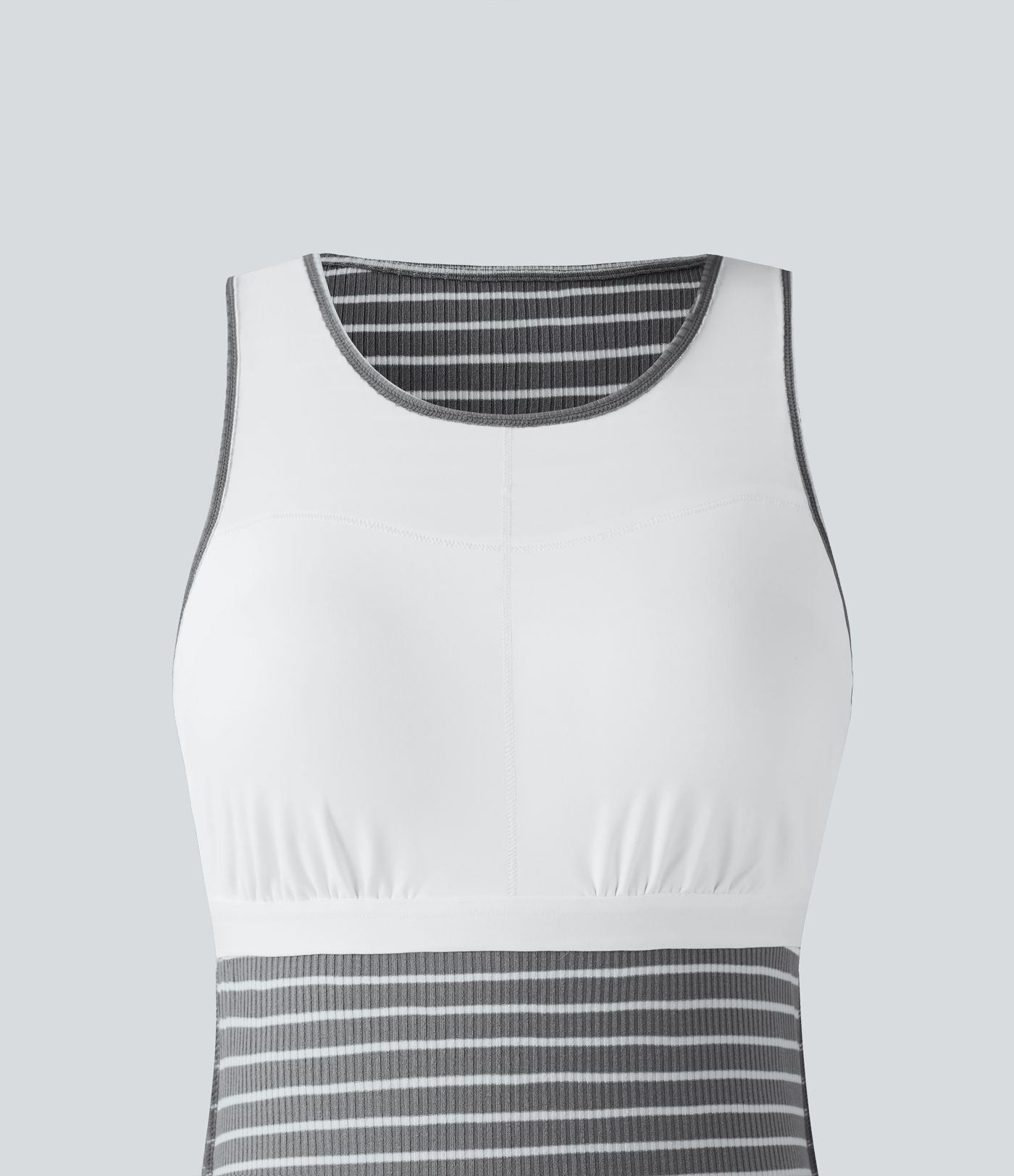 Robe midi moulante casual col rond sans manches à rayures